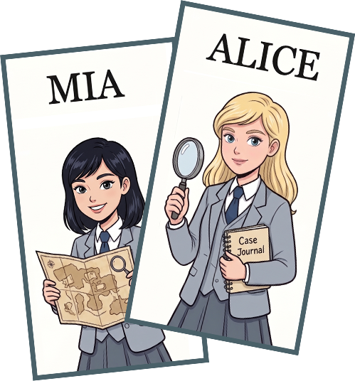 Alice and Mia, Silver Wing Academy trainee detectives
